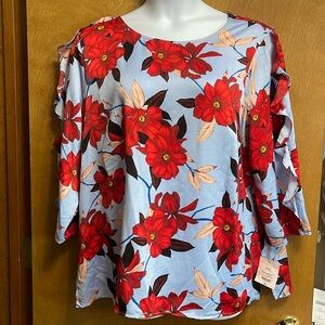 Liz Claiborne Top Blouse Floral 🌺 XXL NWT